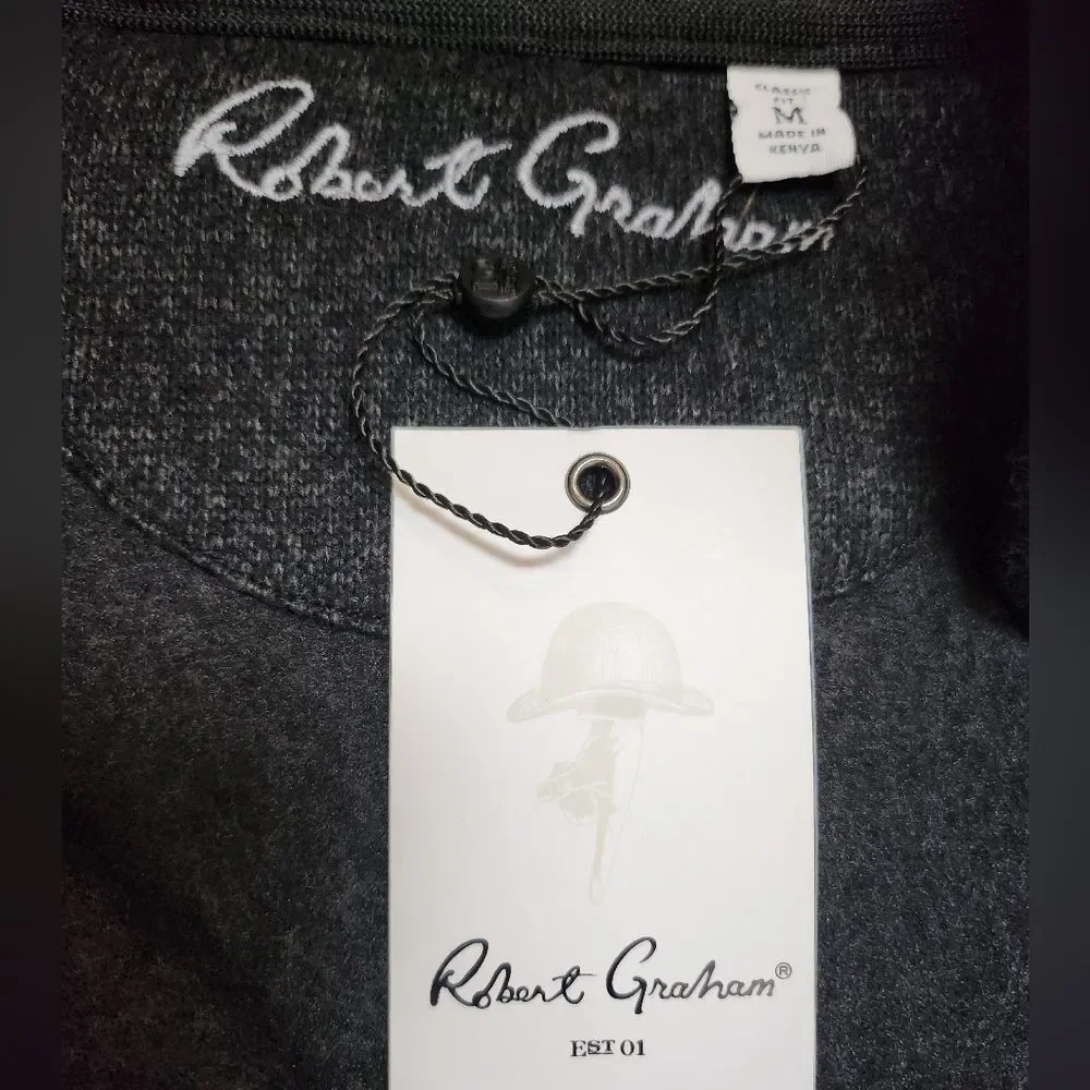 Robert Graham Kenwood Long Sleeve Quarter Zip Sweater Black Size M